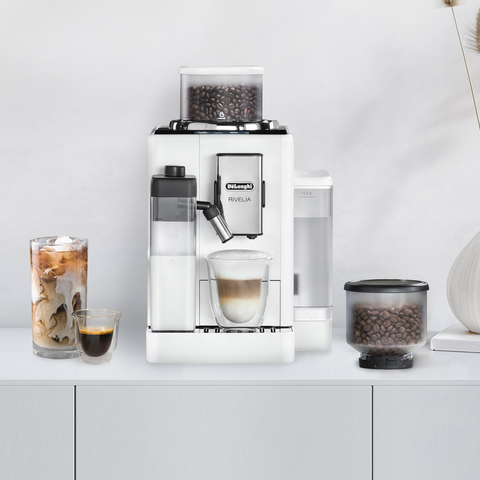 Machine à café automatique Rivelia blanche arctique - De'Longhi